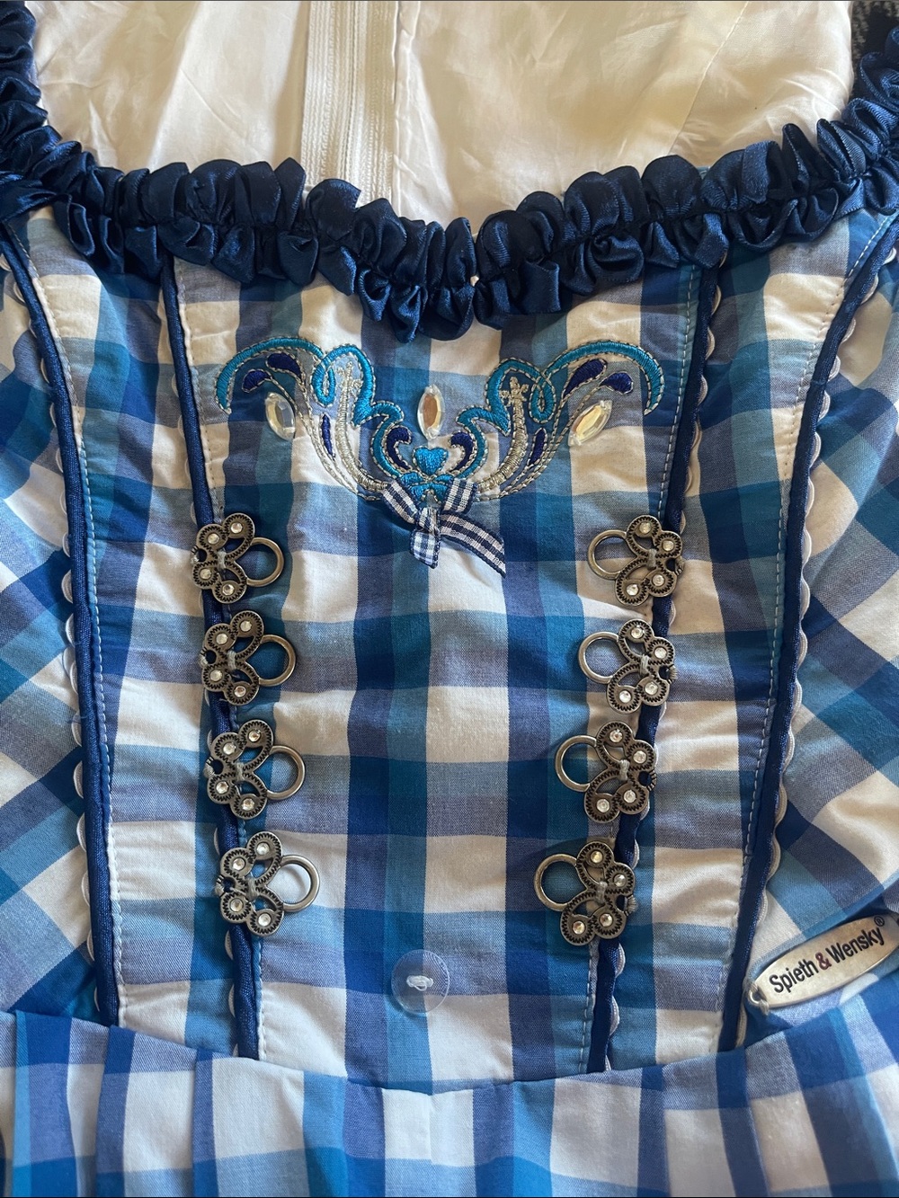 Blue Checked Dirndl Dress with Navy Satin Apron - Brand Unspecified - Picture 7 of 7